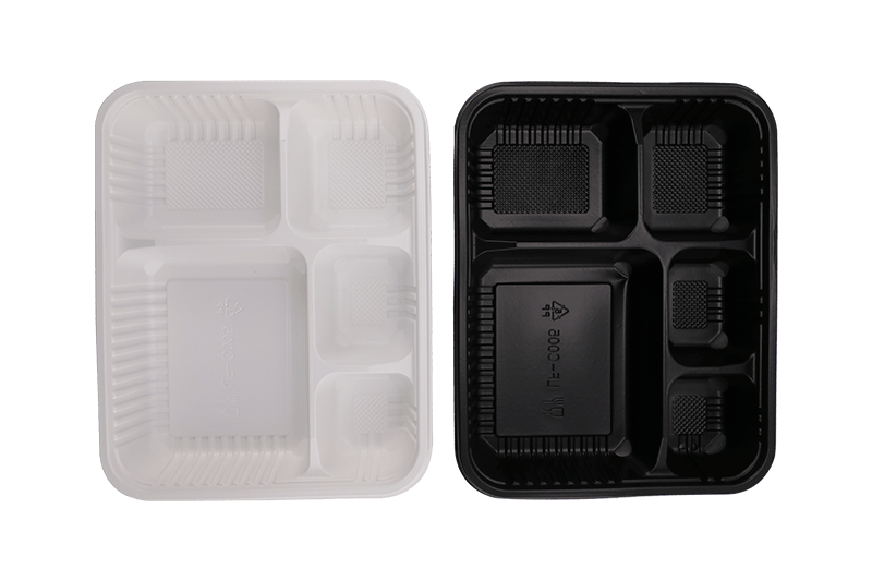 Eco-friendly Black Five Grid Lunch Box