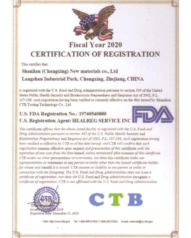MU Food Grade FDA Certificate