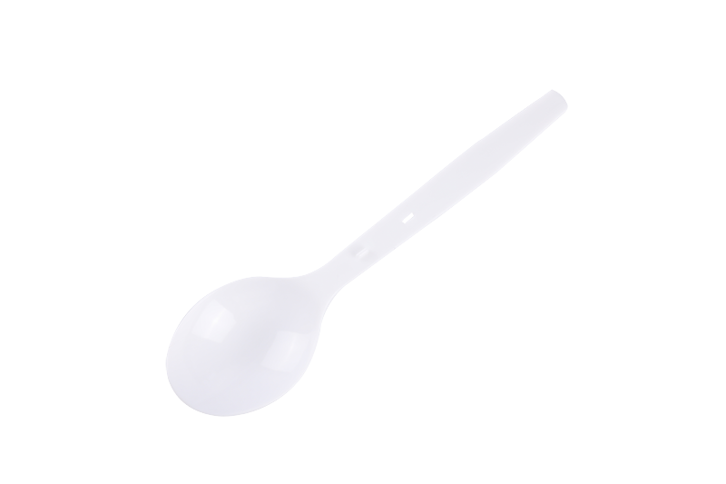 Disposable Plastic White Takeaway Folding Round Big Size Spoon  