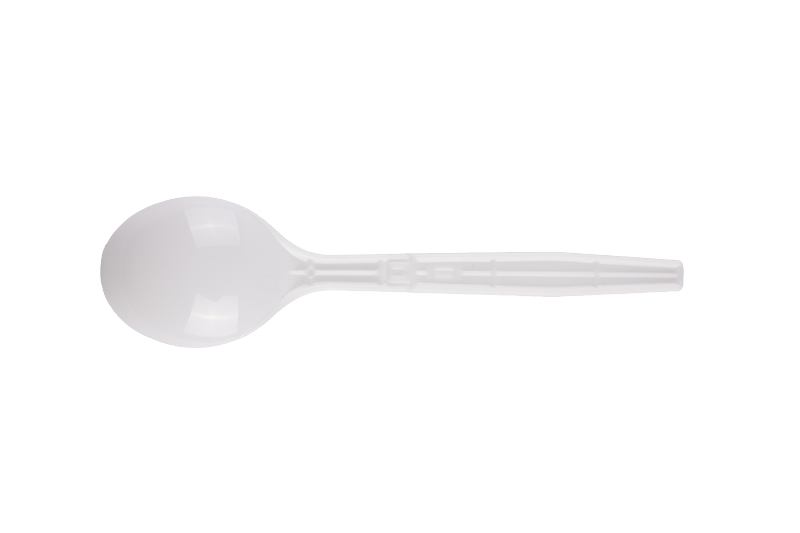 Disposable Plastic White Takeaway Folding Round Big Size Spoon  