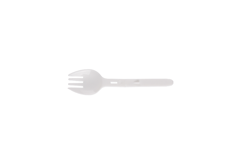 Disposable Plastic White Takeaway Folding Mini Size Round Spork 