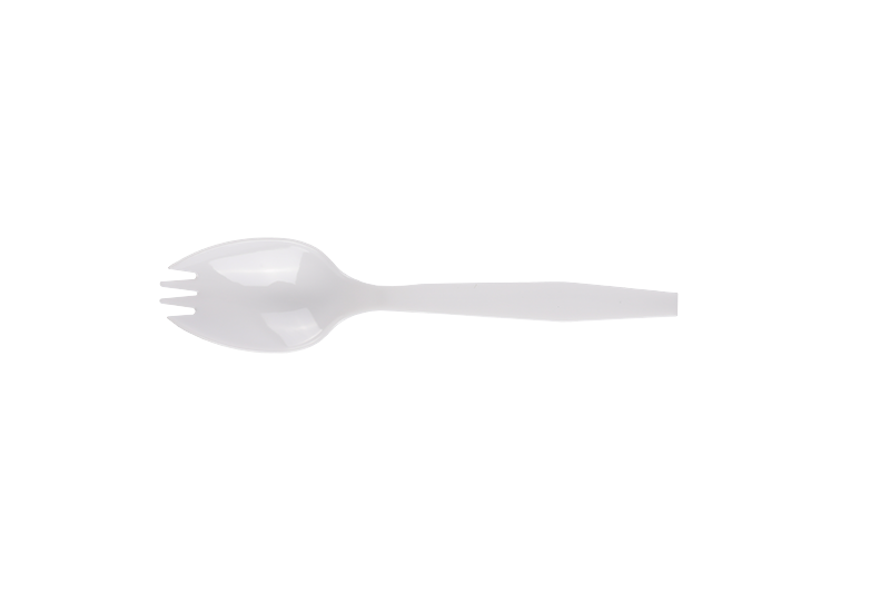White Disposable Plastic Long Handle Spork
