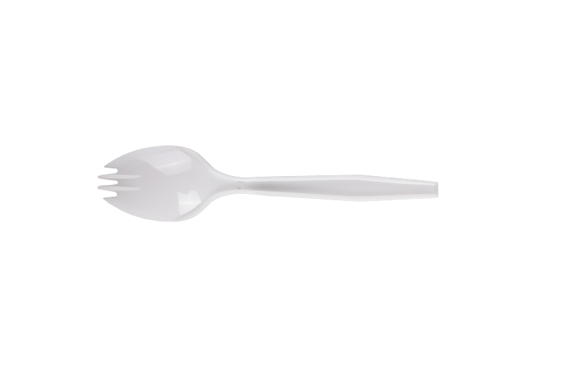 White Disposable Plastic Long Handle Spork