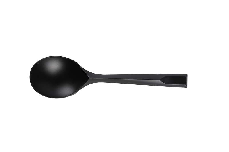 Black Disposable Long Handle Dessert /Ice Cream Middle Size Spoon 
