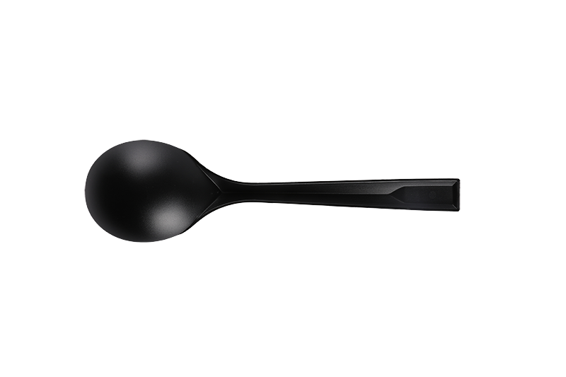 Black Disposable Long Handle Dessert /Ice Cream Middle Size Spoon 