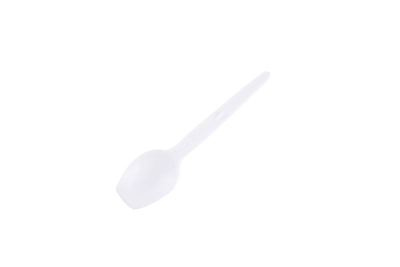 Disposable Plastic White Takeaway Folding Round Mini Size Spoon  