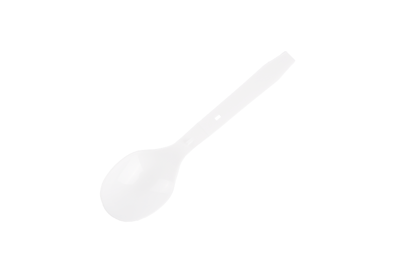 Disposable Plastic White Takeaway Folding Round Middle Size Spoon  