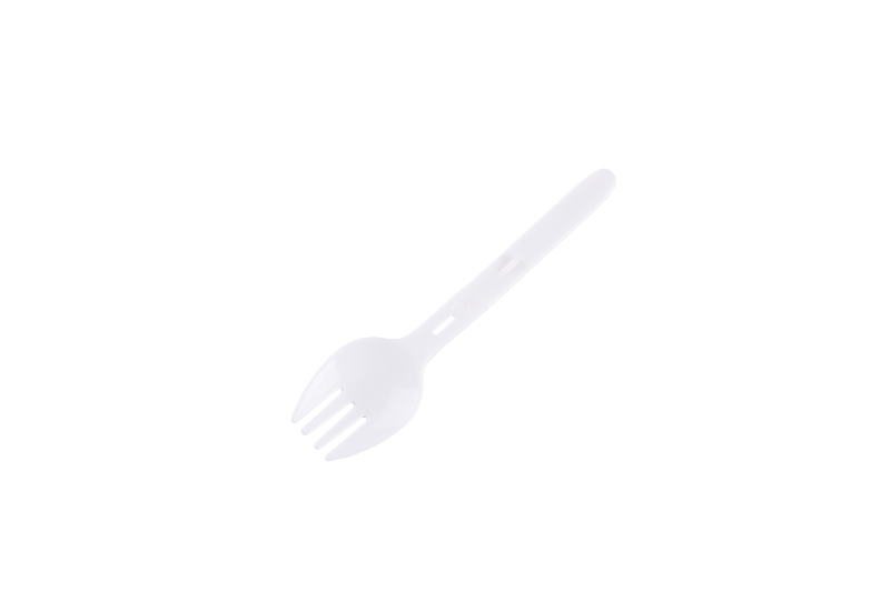 Disposable Plastic White Takeaway Folding Mini Size Round Spork 