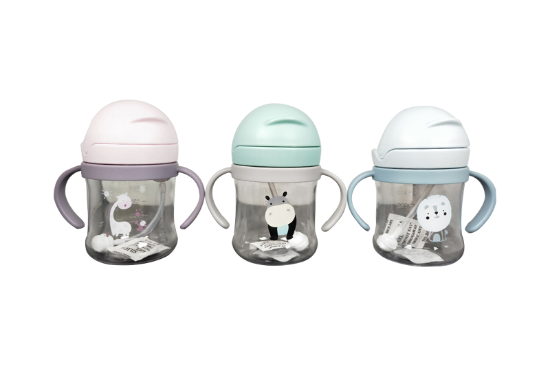 300ml  Children Straw Water Bottle With Double Handle