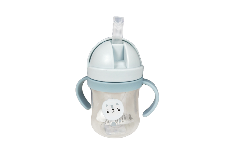 300ml  Children Straw Water Bottle With Double Handle